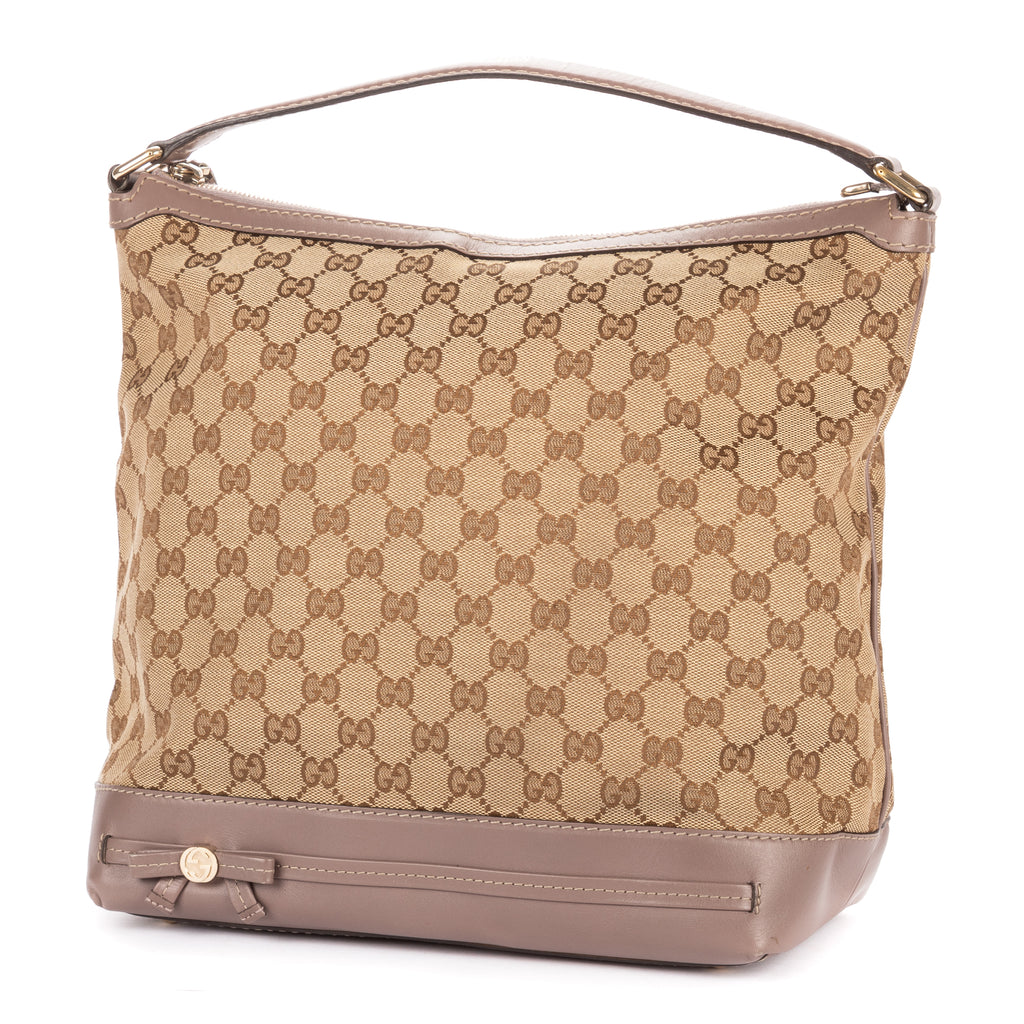 Shoulder Bag Bree Bow Hobo Bag Beige Monogrammed Canvas