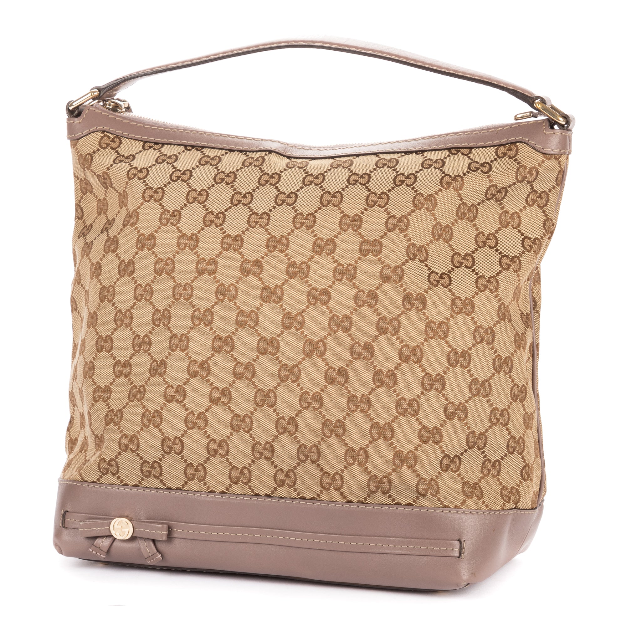 Shoulder Bag Bree Bow Hobo Bag Beige Monogrammed Canvas