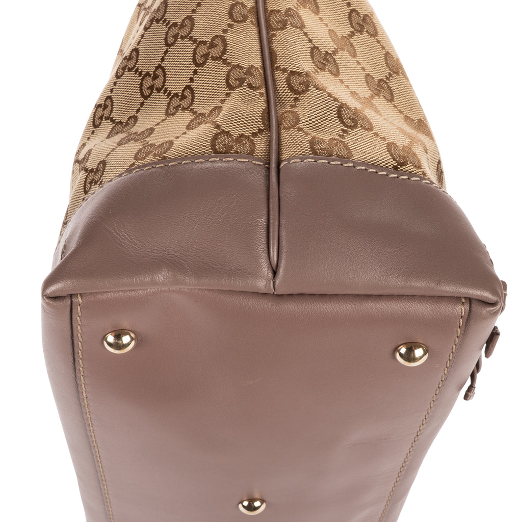 Shoulder Bag Bree Bow Hobo Bag Beige Monogrammed Canvas