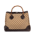 Shoulder Bag Medium Bamboo Daily Top Handle Medium Brown Monogrammed Canvas