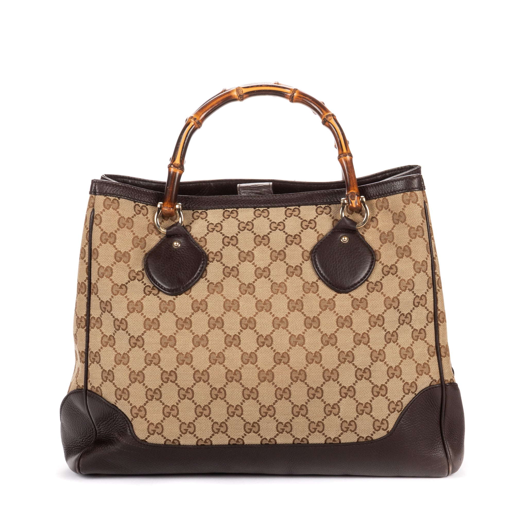 Shoulder Bag Medium Bamboo Daily Top Handle Medium Brown Monogrammed Canvas