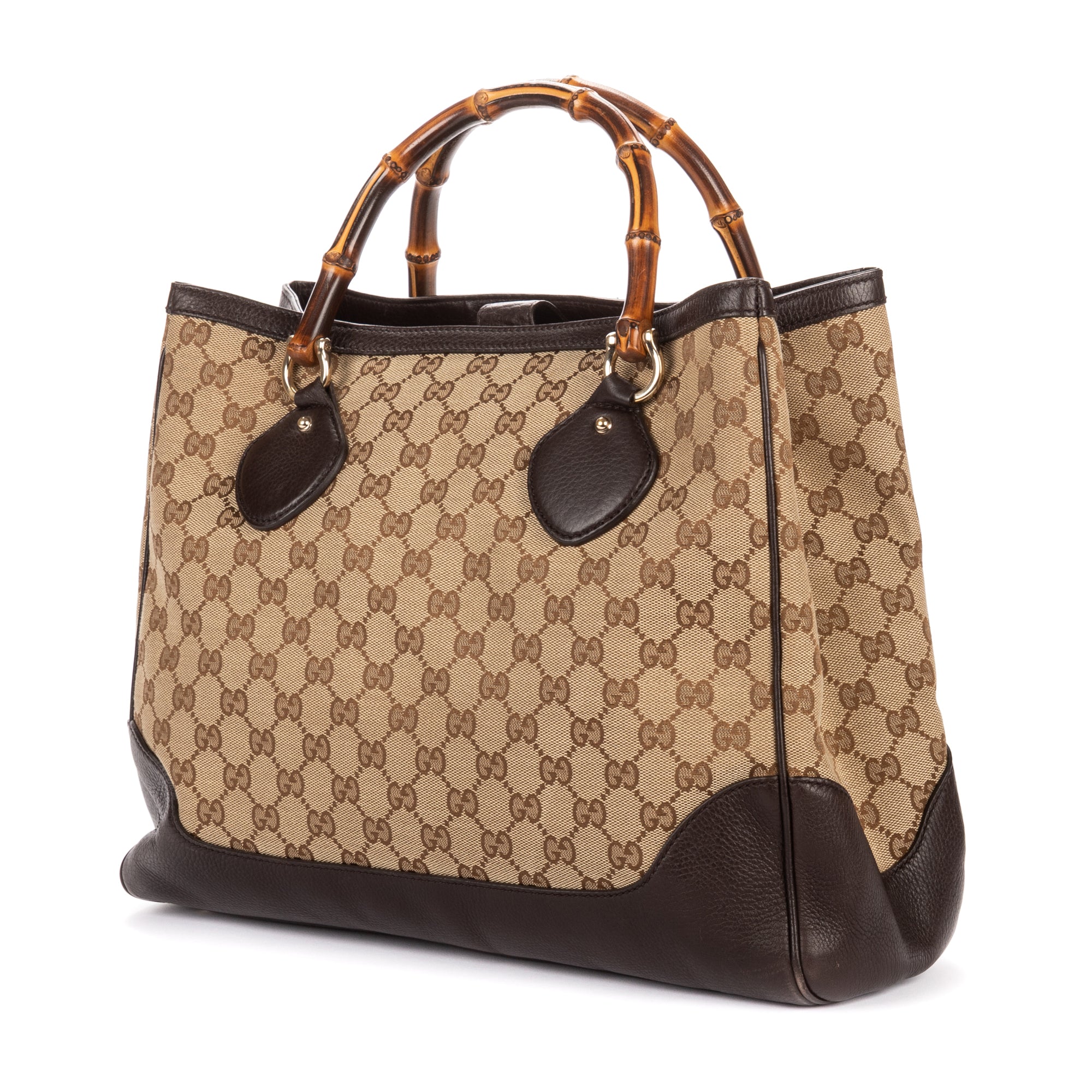 Shoulder Bag Medium Bamboo Daily Top Handle Medium Brown Monogrammed Canvas
