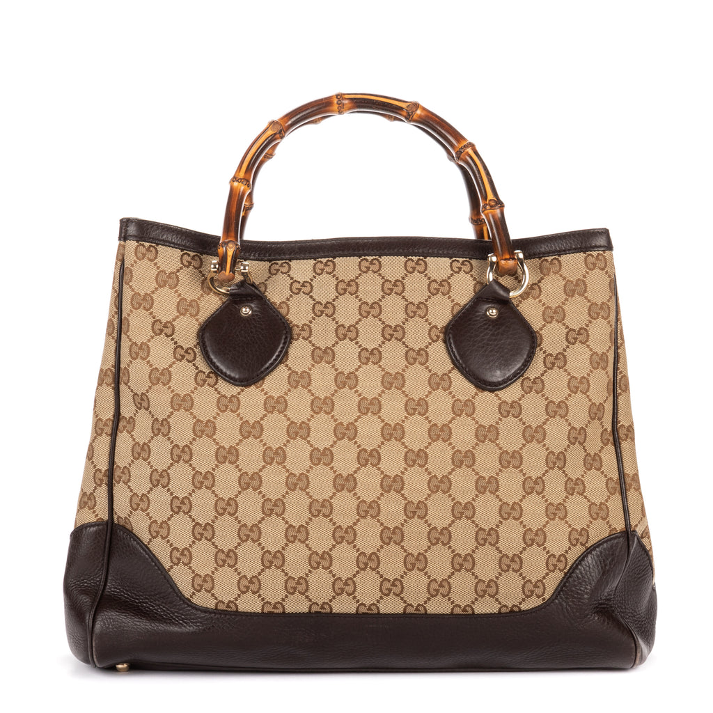 Shoulder Bag Medium Bamboo Daily Top Handle Medium Brown Monogrammed Canvas