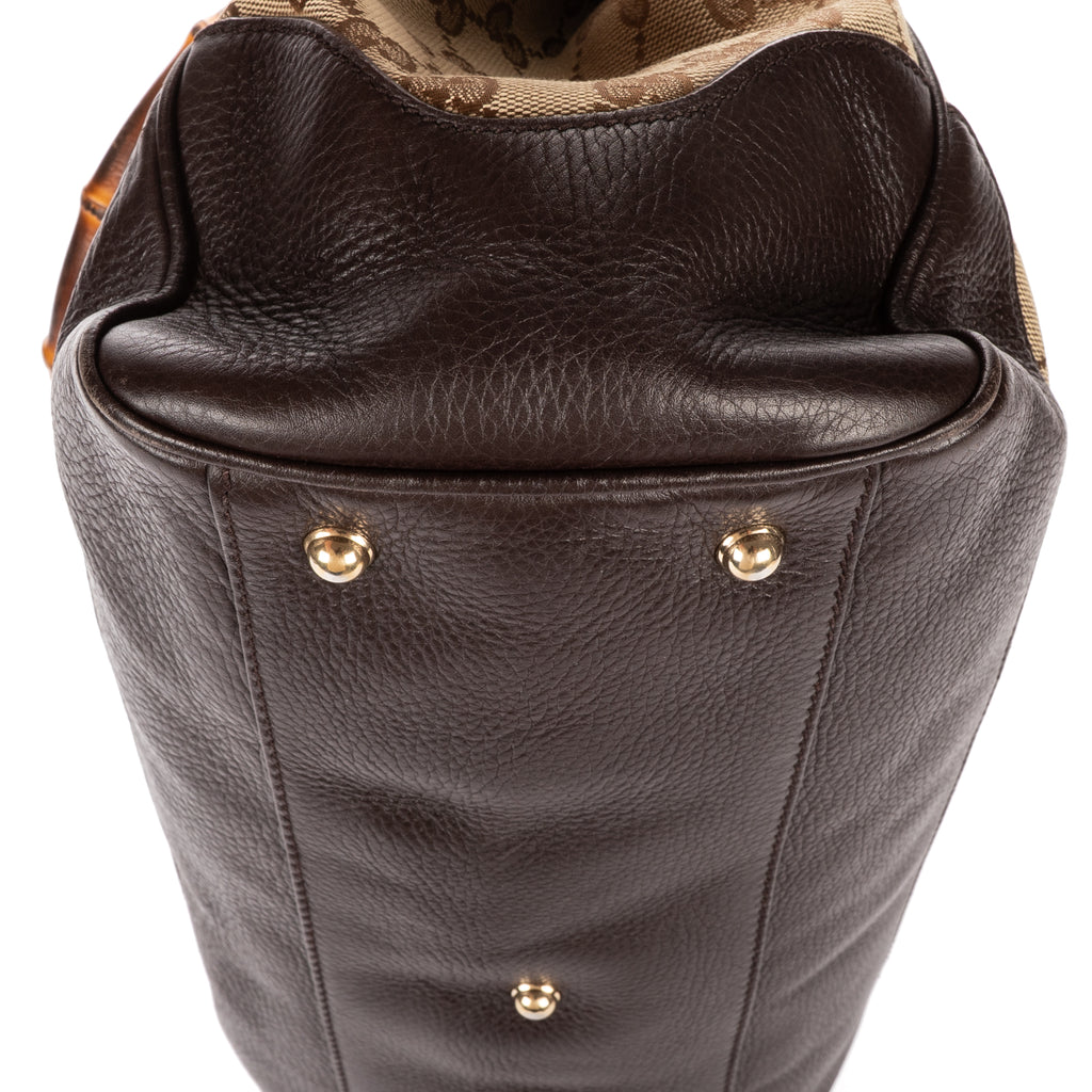 Shoulder Bag Medium Bamboo Daily Top Handle Medium Brown Monogrammed Canvas