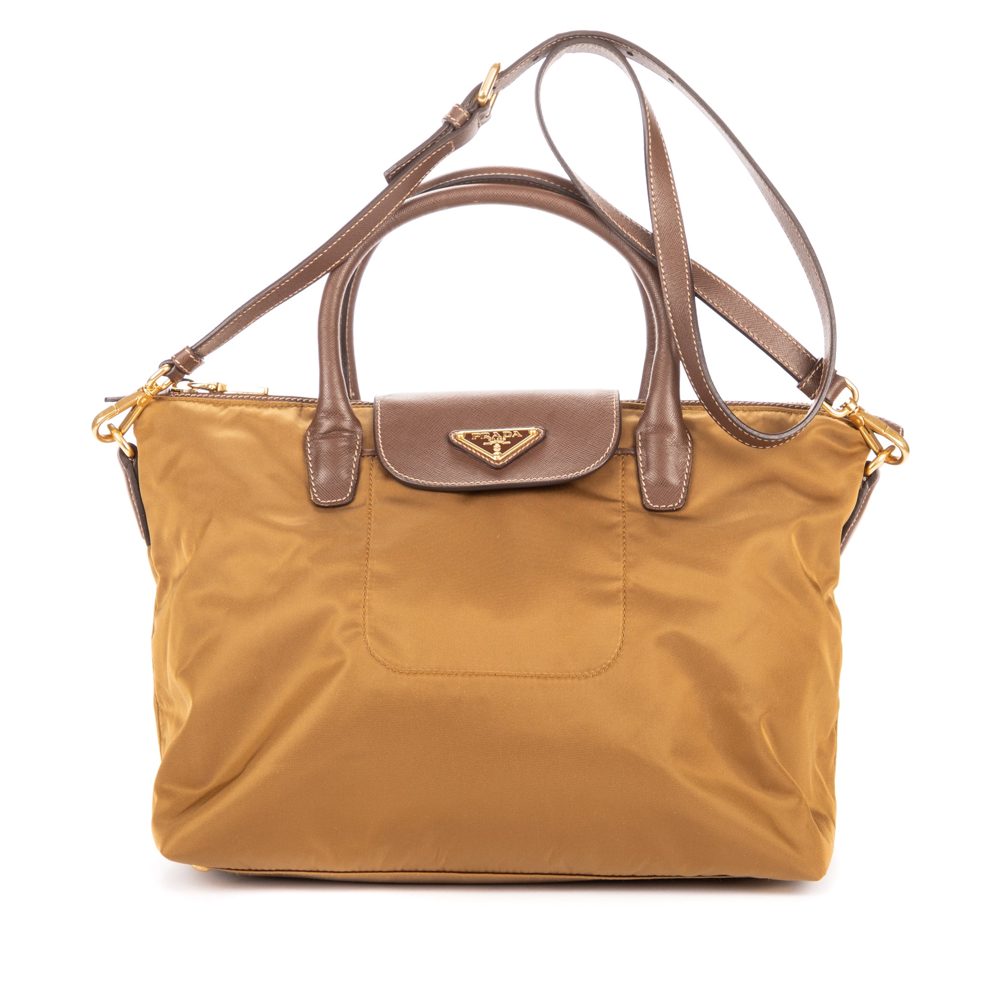 Shoulder Bag Tote Olive Brown Nylon Canvas