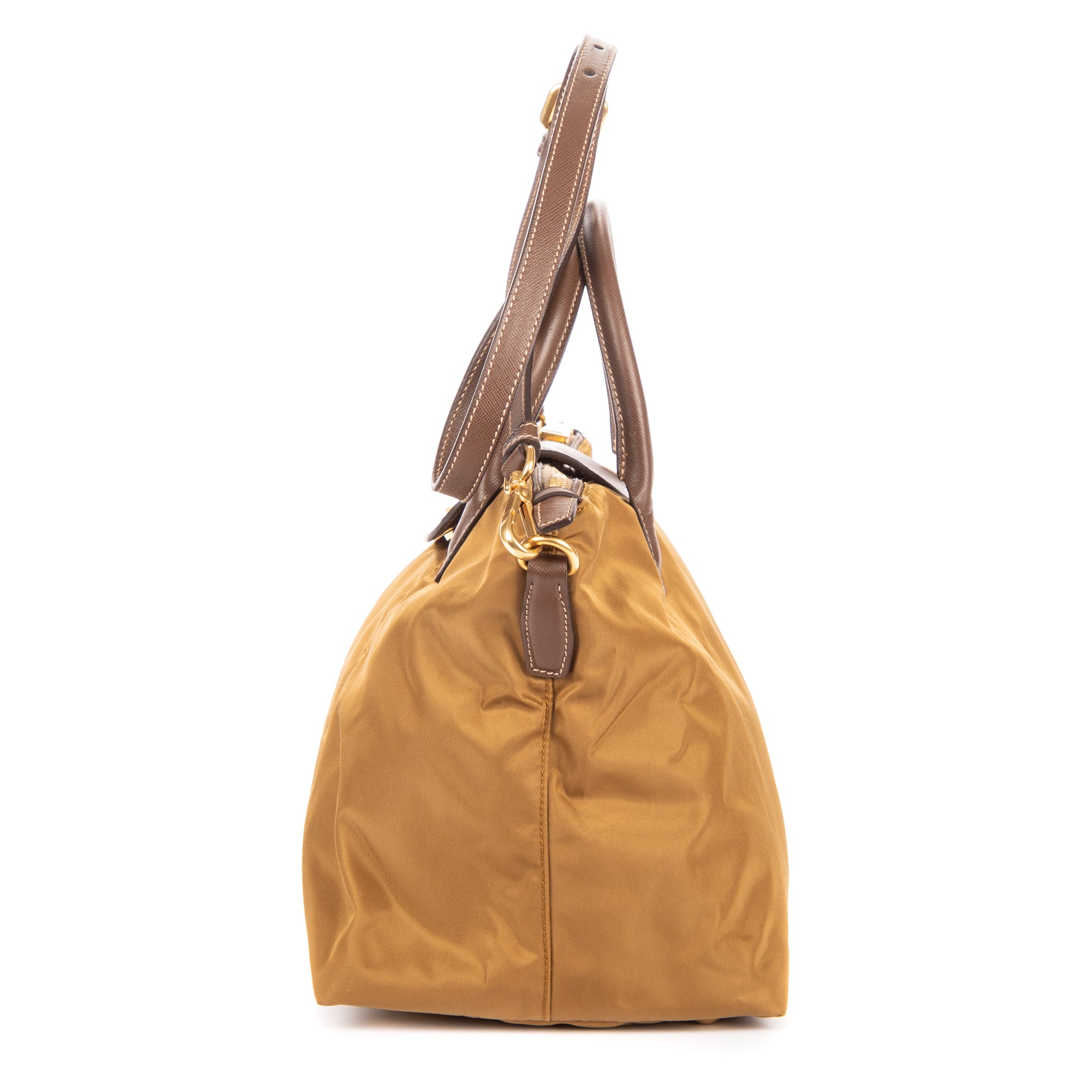 Shoulder Bag Tote Olive Brown Nylon Canvas