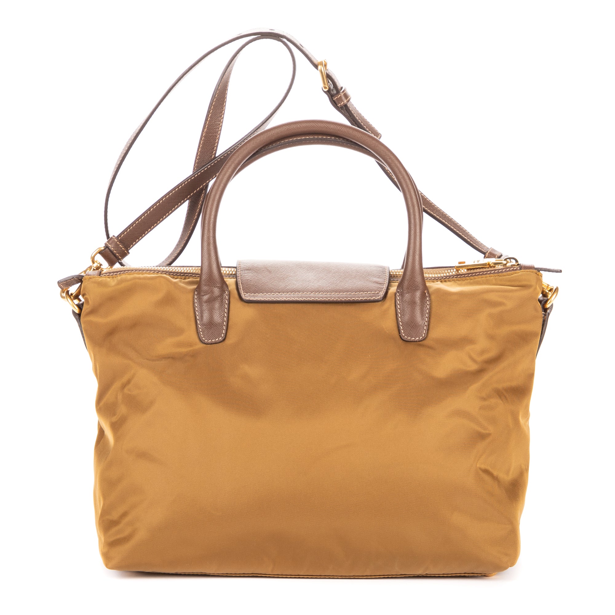 Shoulder Bag Tote Olive Brown Nylon Canvas