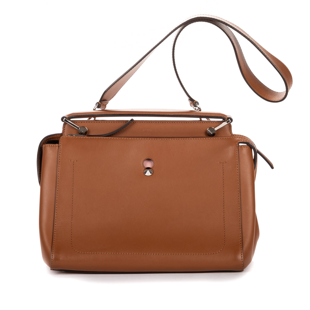Shoulder Bag Dotcom Top Handle Brown Textured Leather