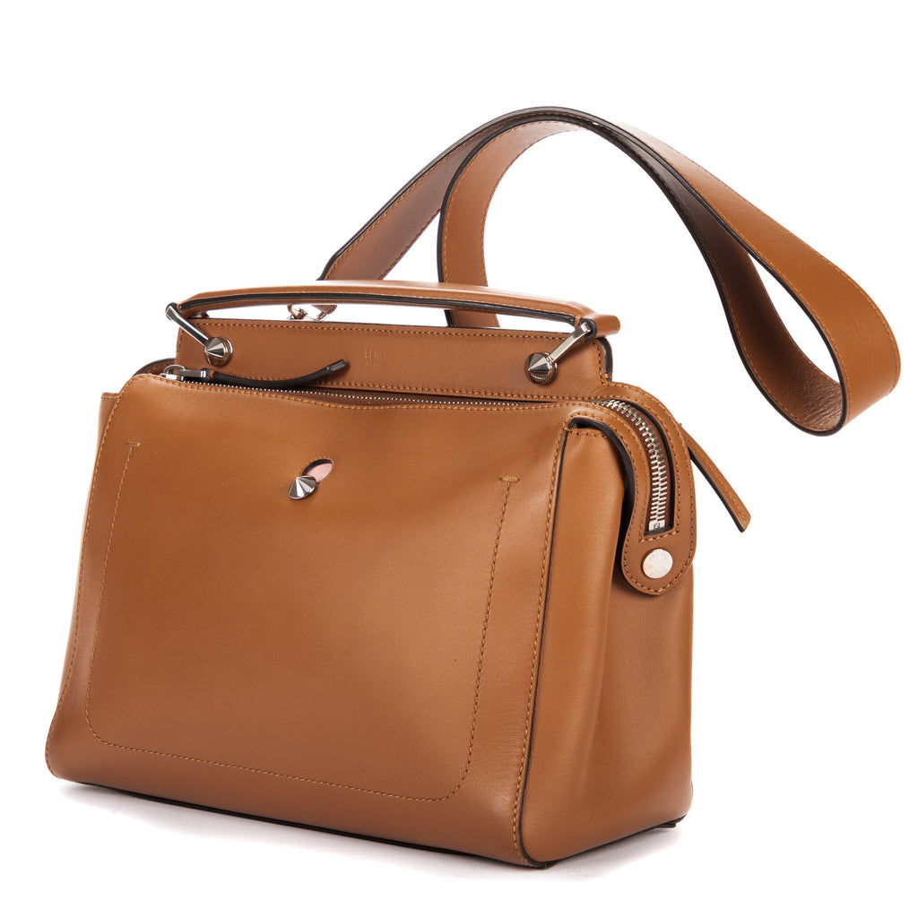 Shoulder Bag Dotcom Top Handle Brown Textured Leather