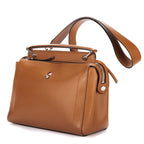 Shoulder Bag Dotcom Top Handle Brown Textured Leather
