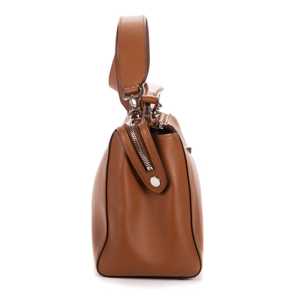 Shoulder Bag Dotcom Top Handle Brown Textured Leather