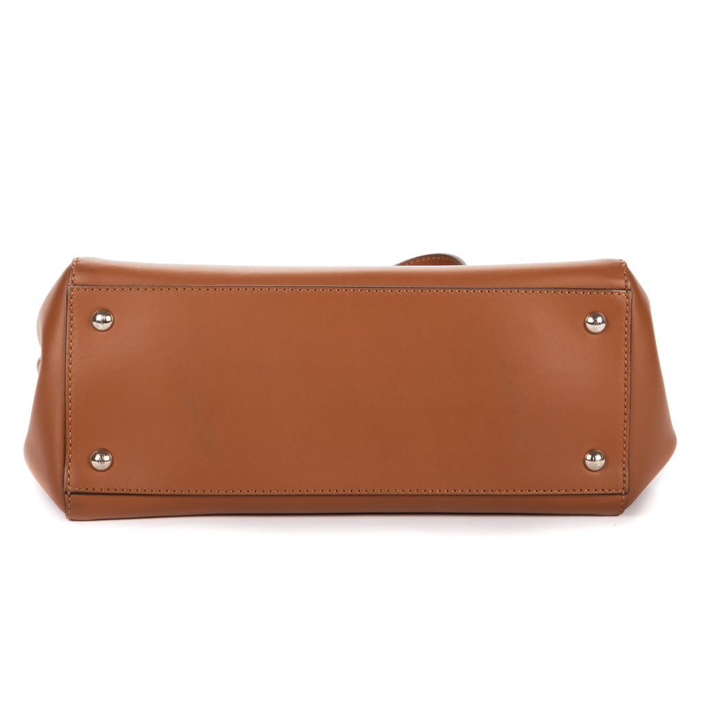 Shoulder Bag Dotcom Top Handle Brown Textured Leather