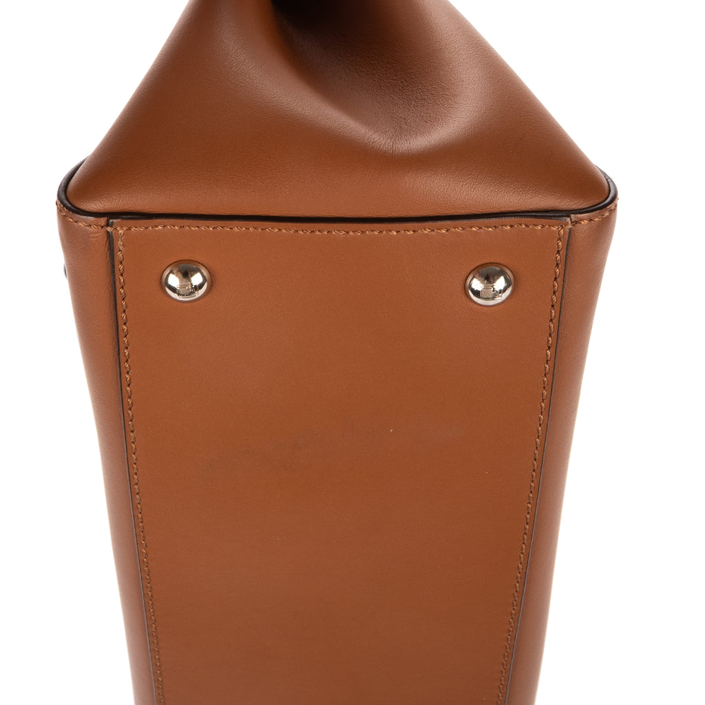 Shoulder Bag Dotcom Top Handle Brown Textured Leather