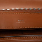 Shoulder Bag Dotcom Top Handle Brown Textured Leather