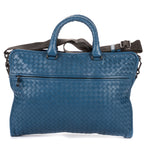 Shoulder Bag Veneto Messenger Blue Intrecciato Nappa Leather