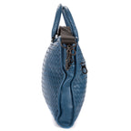 Shoulder Bag Veneto Messenger Blue Intrecciato Nappa Leather