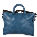 Shoulder Bag Veneto Messenger Blue Intrecciato Nappa Leather