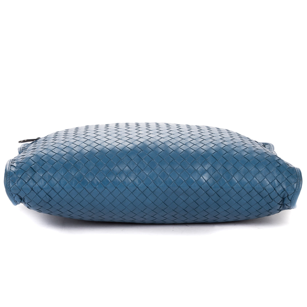 Bolso de hombro bandolera Veneto de piel Nappa Intrecciato azul