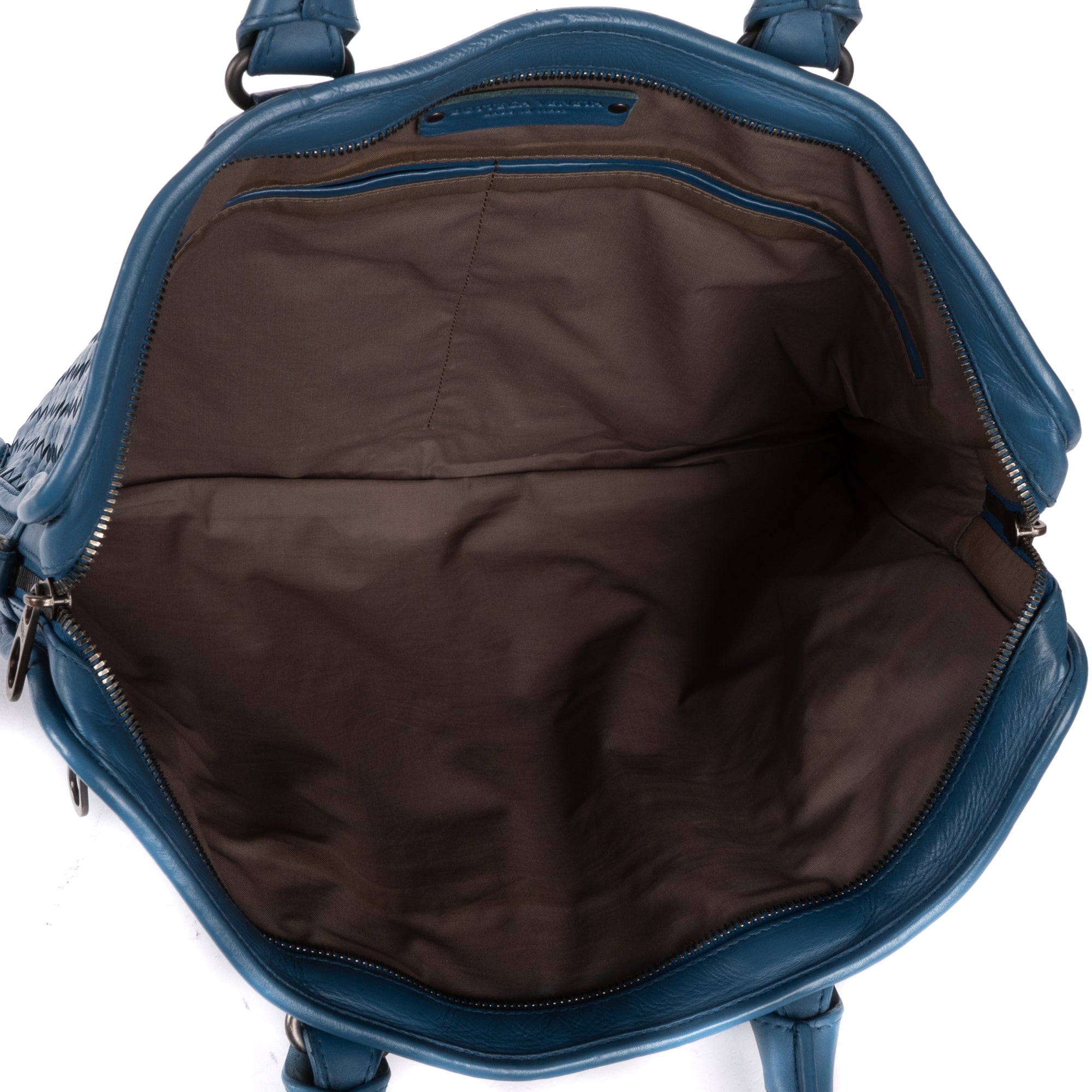Shoulder Bag Veneto Messenger Blue Intrecciato Nappa Leather