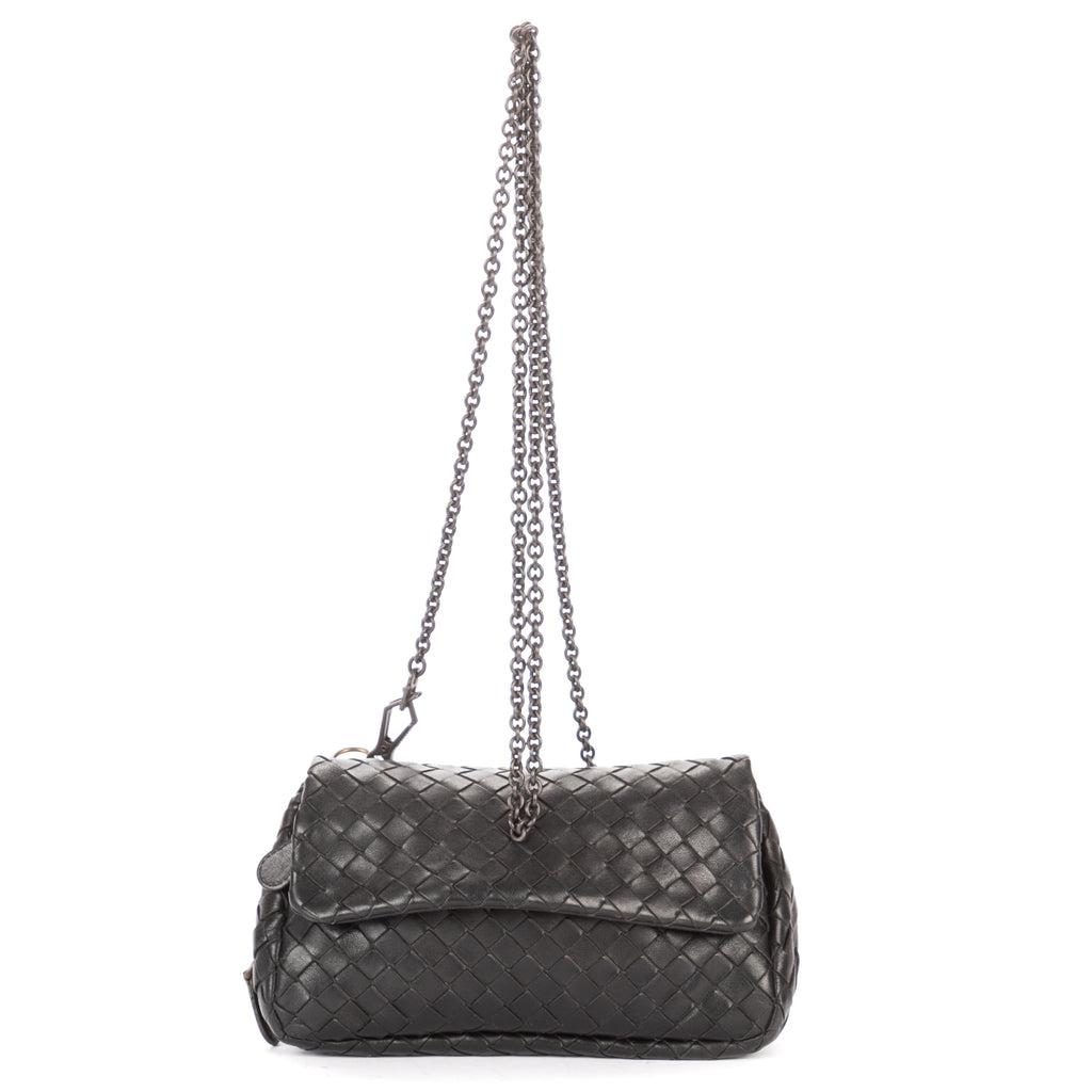 Shoulder Bag Olimpia Roma Crossbody Black Intrecciato Nappa Leather