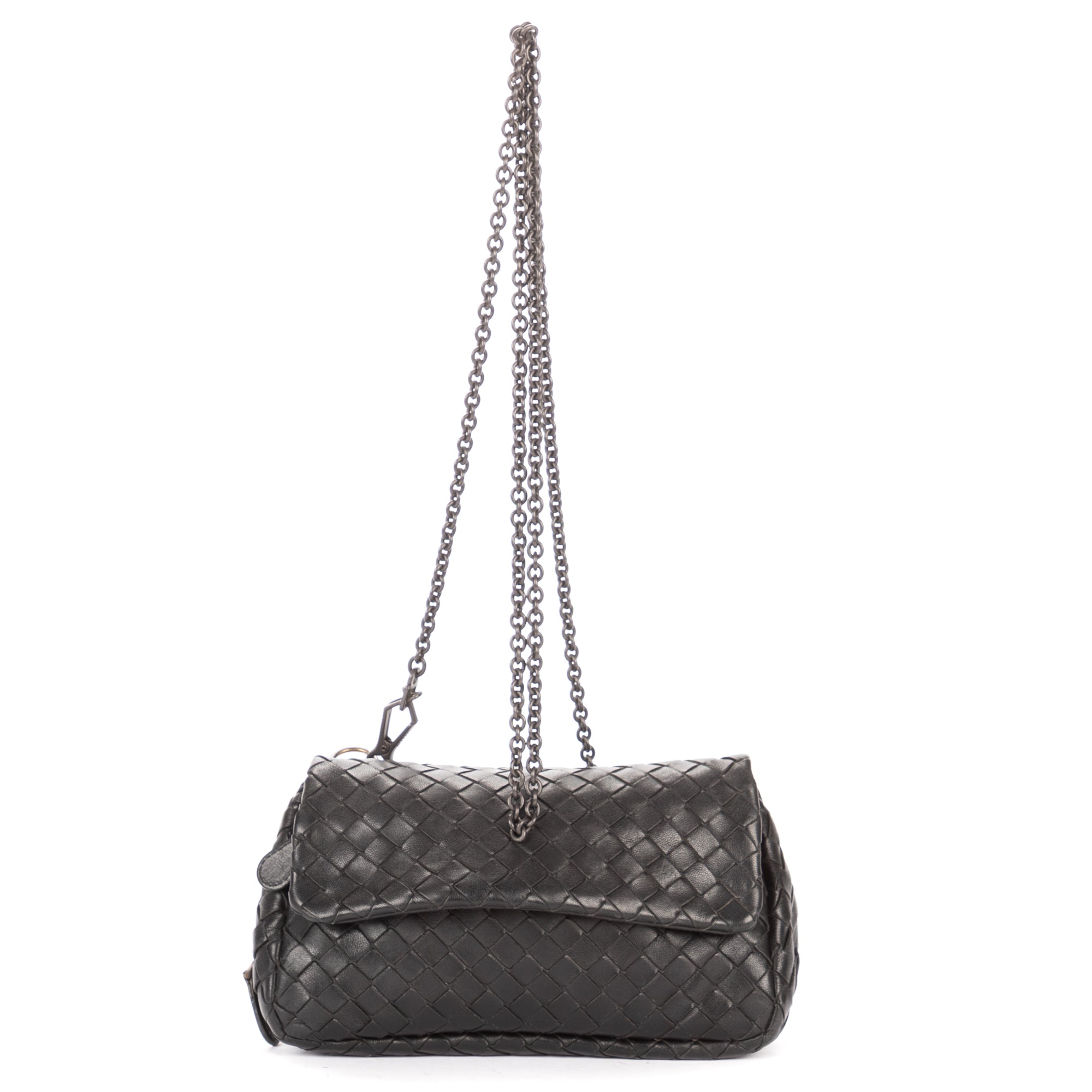 Shoulder Bag Olimpia Roma Crossbody Black Intrecciato Nappa Leather