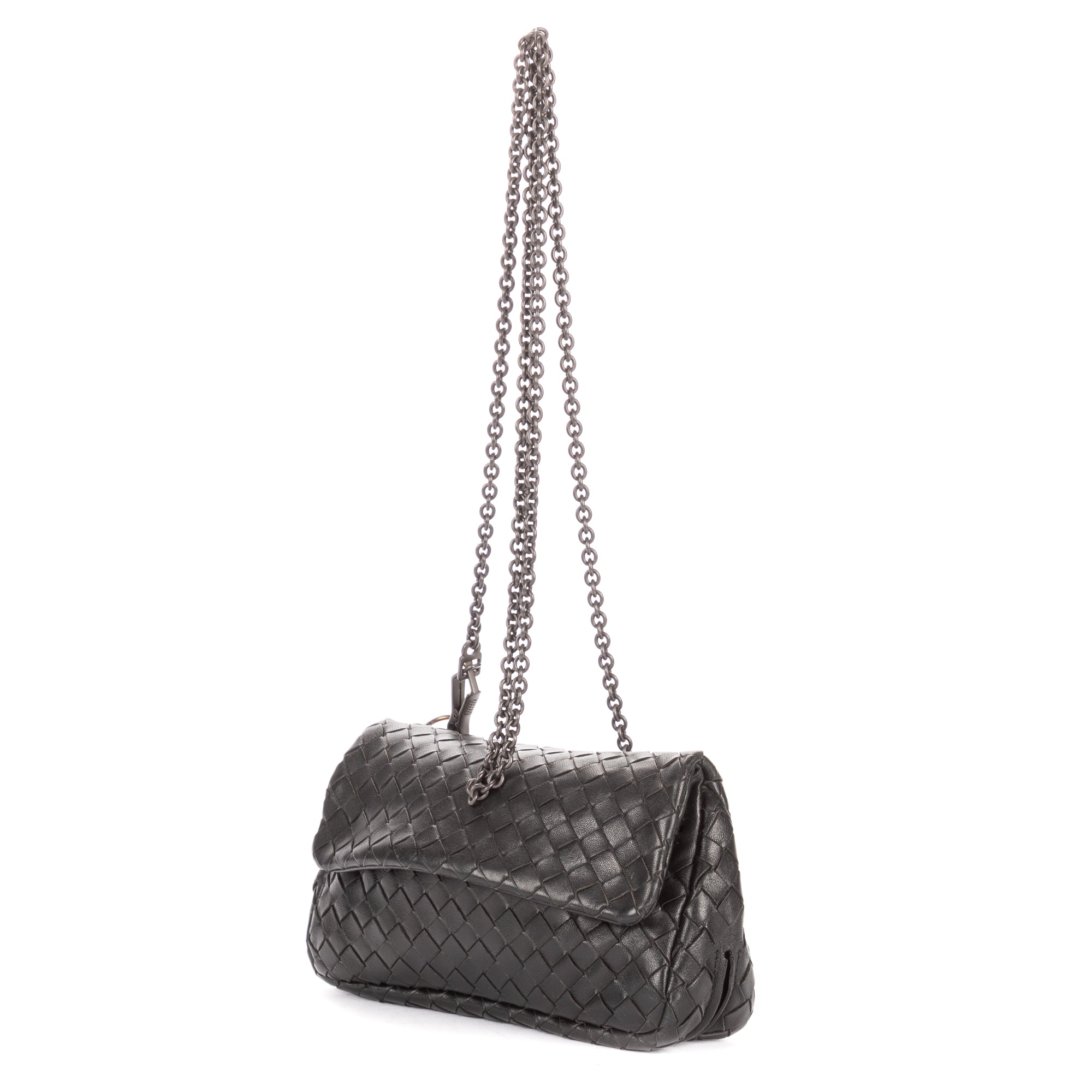 Shoulder Bag Olimpia Roma Crossbody Black Intrecciato Nappa Leather