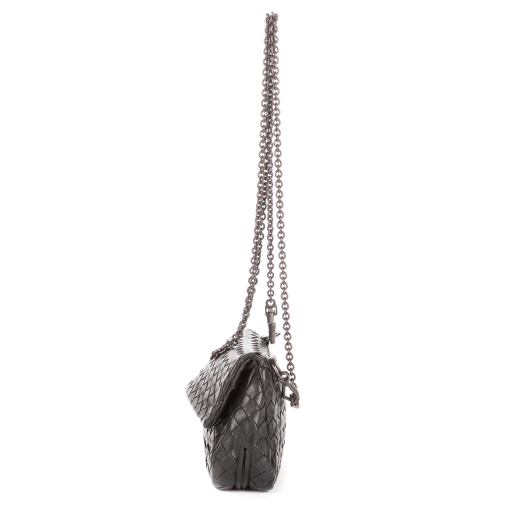 Shoulder Bag Olimpia Roma Crossbody Black Intrecciato Nappa Leather