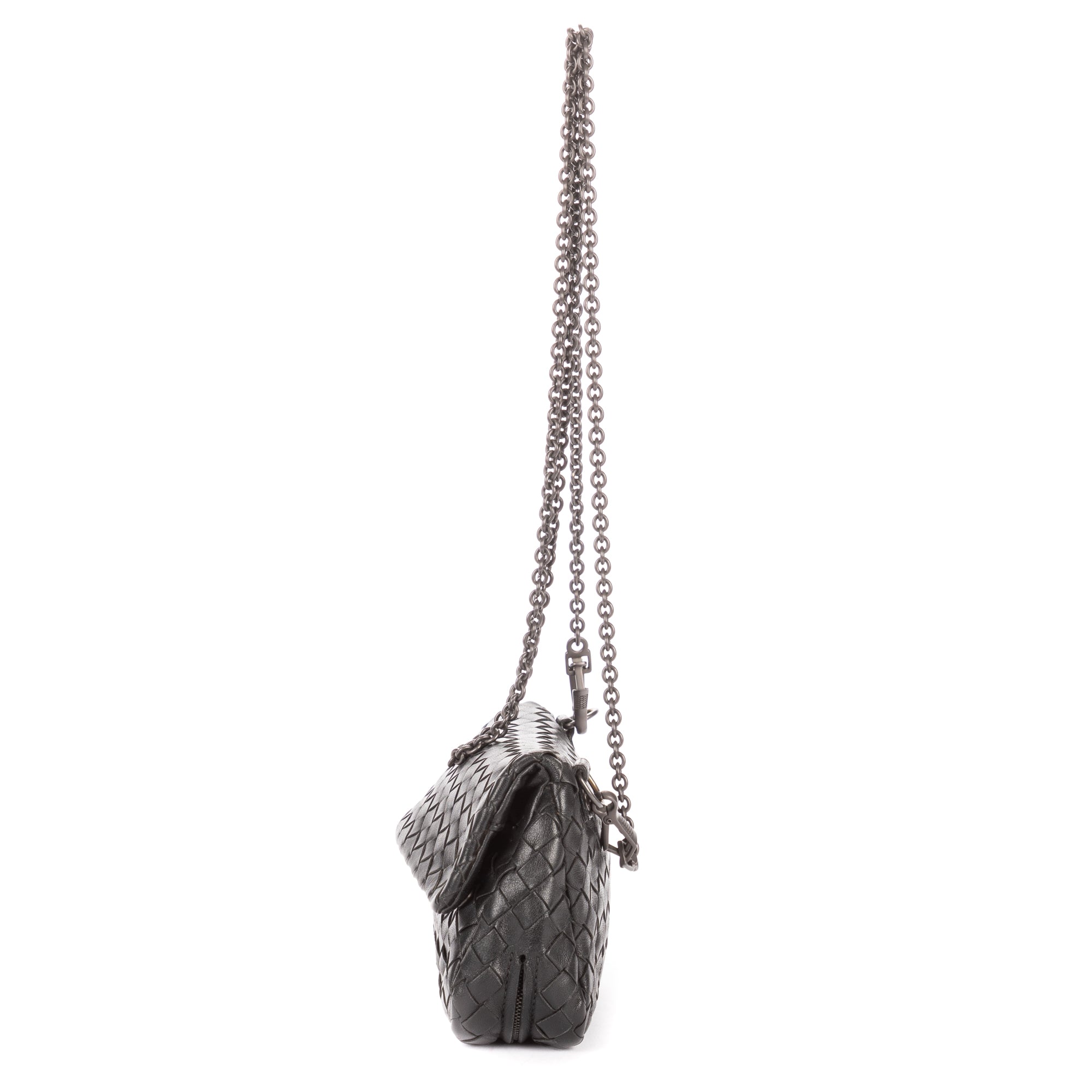 Shoulder Bag Olimpia Roma Crossbody Black Intrecciato Nappa Leather