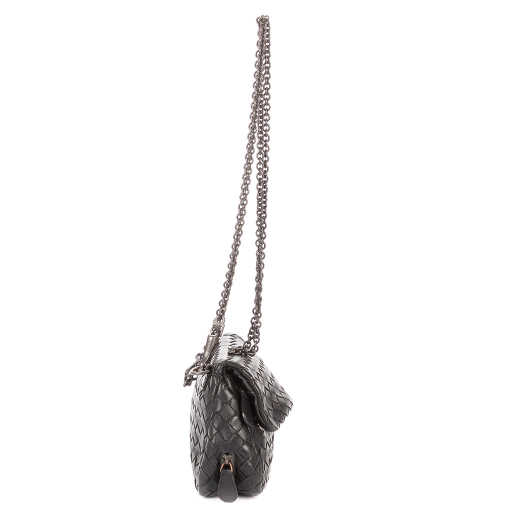 Shoulder Bag Olimpia Roma Crossbody Black Intrecciato Nappa Leather