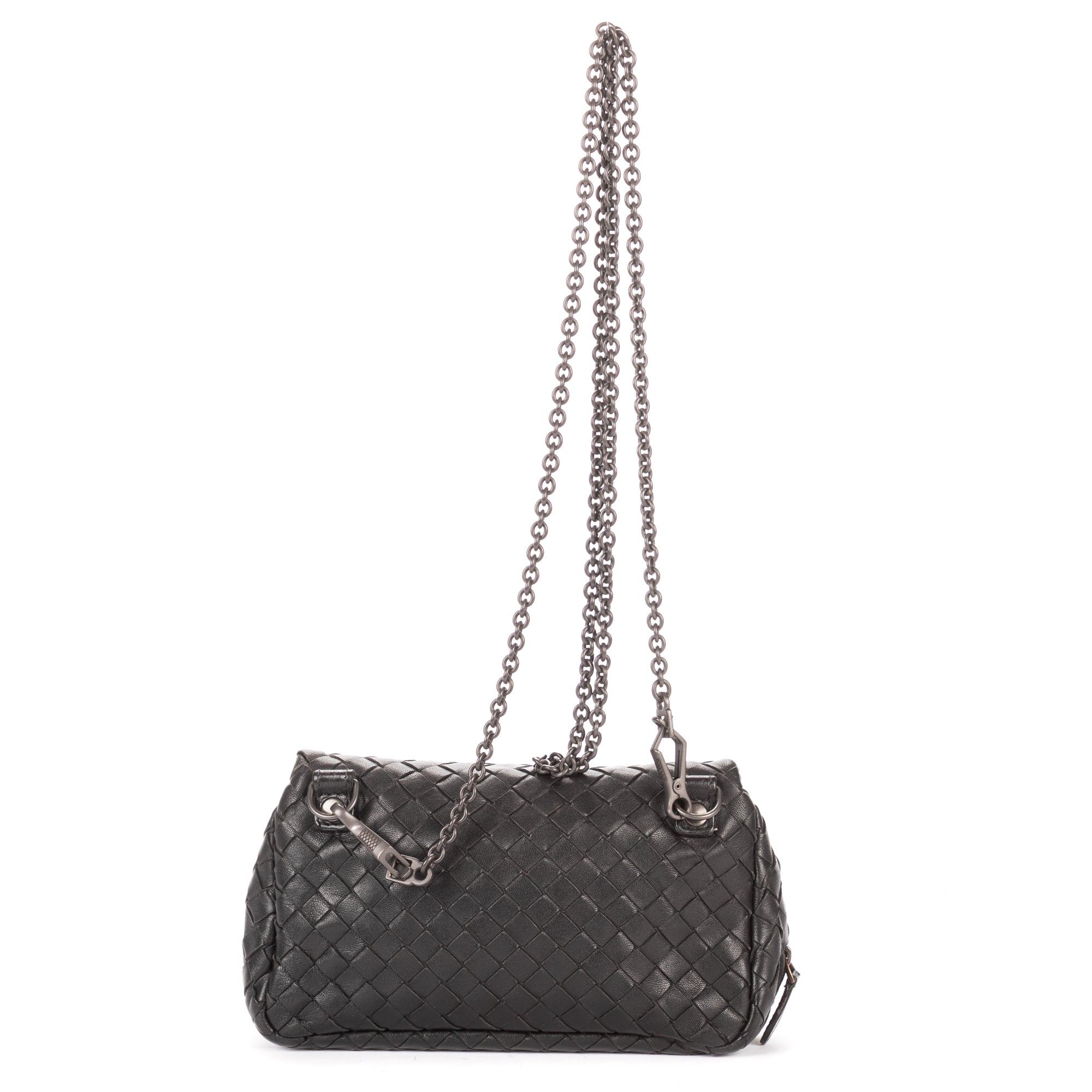 Shoulder Bag Olimpia Roma Crossbody Black Intrecciato Nappa Leather