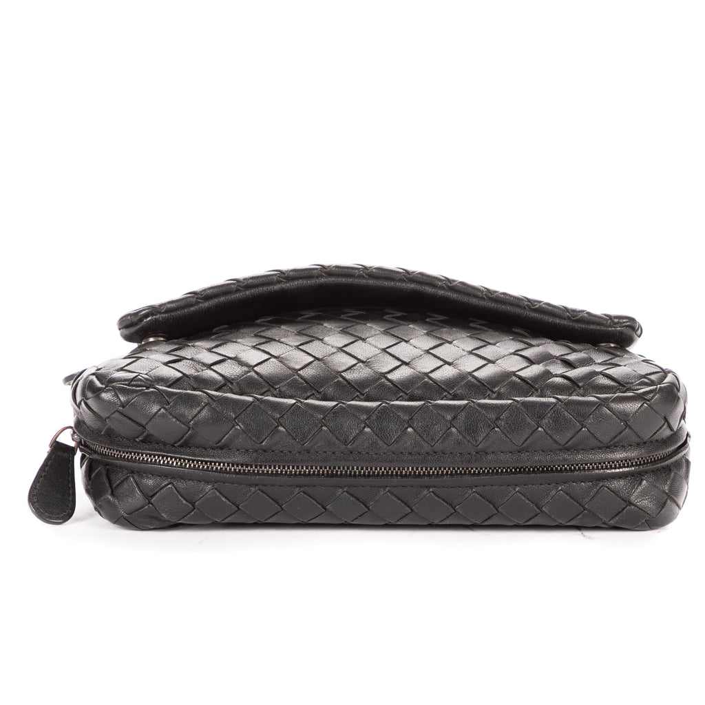 Shoulder Bag Olimpia Roma Crossbody Black Intrecciato Nappa Leather