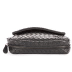 Shoulder Bag Olimpia Roma Crossbody Black Intrecciato Nappa Leather