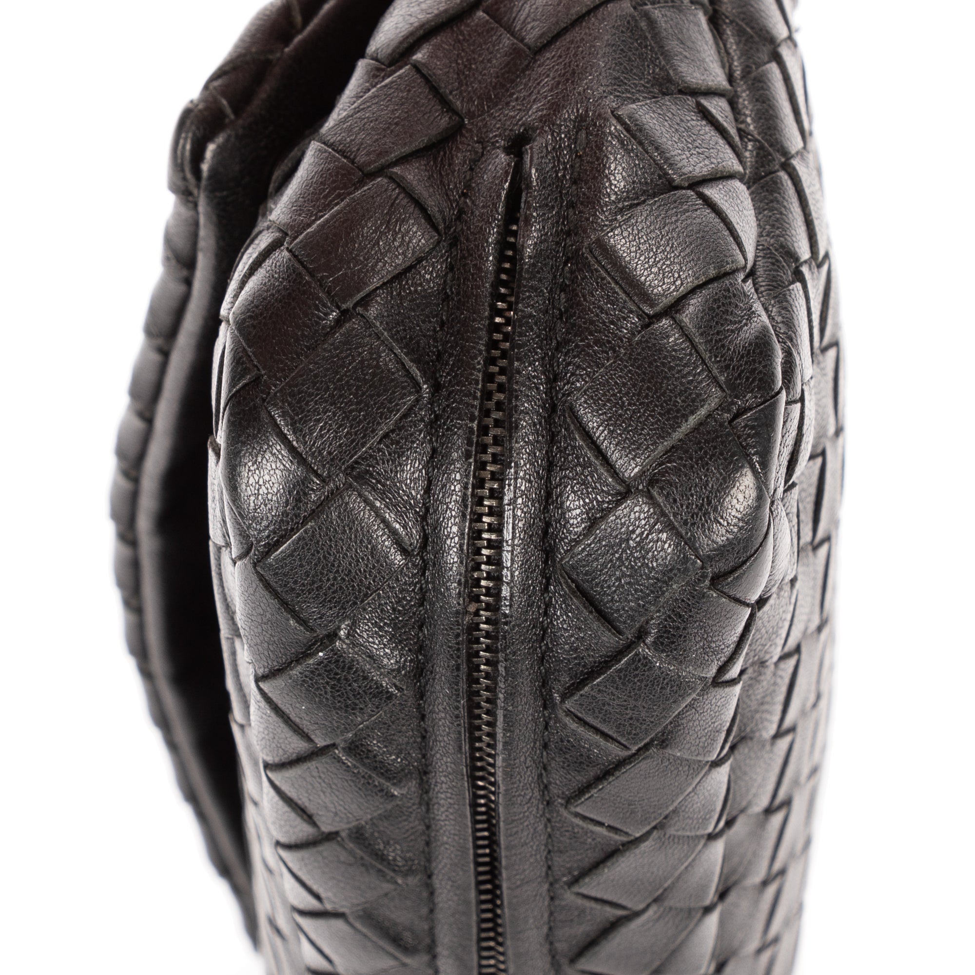 Shoulder Bag Olimpia Roma Crossbody Black Intrecciato Nappa Leather