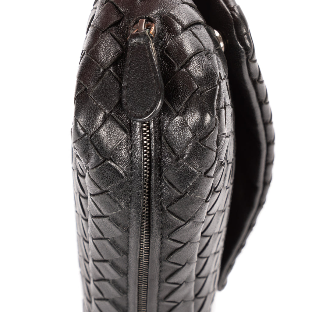 Shoulder Bag Olimpia Roma Crossbody Black Intrecciato Nappa Leather