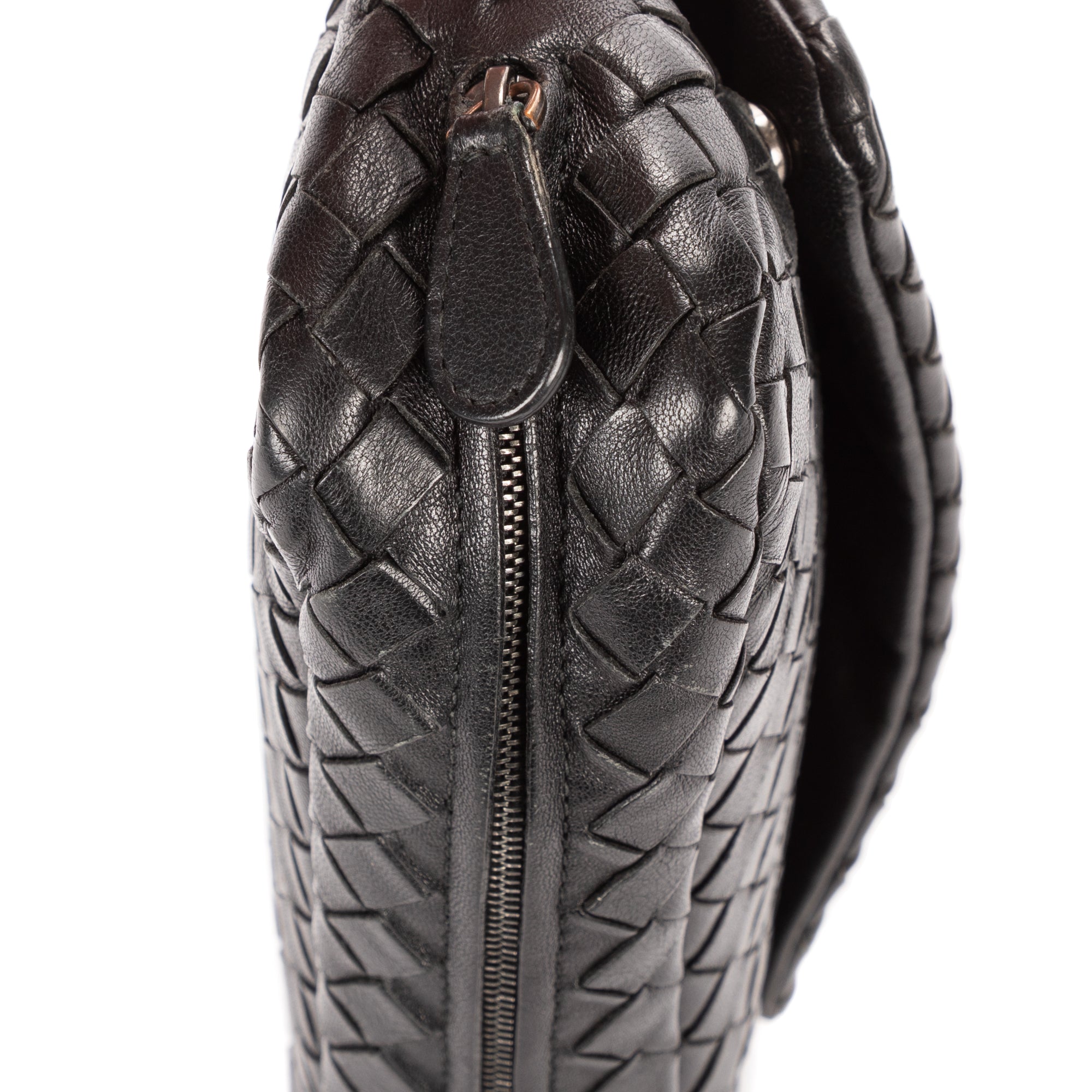 Shoulder Bag Olimpia Roma Crossbody Black Intrecciato Nappa Leather