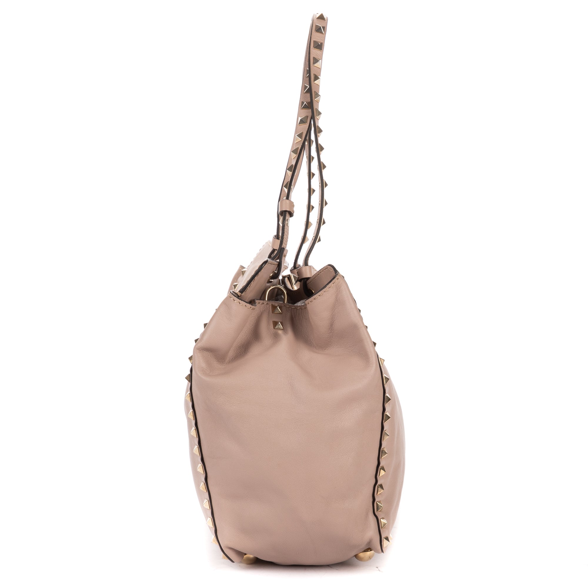 Handbag Rockstud Tote Light Pink Studded Calfskin Leather