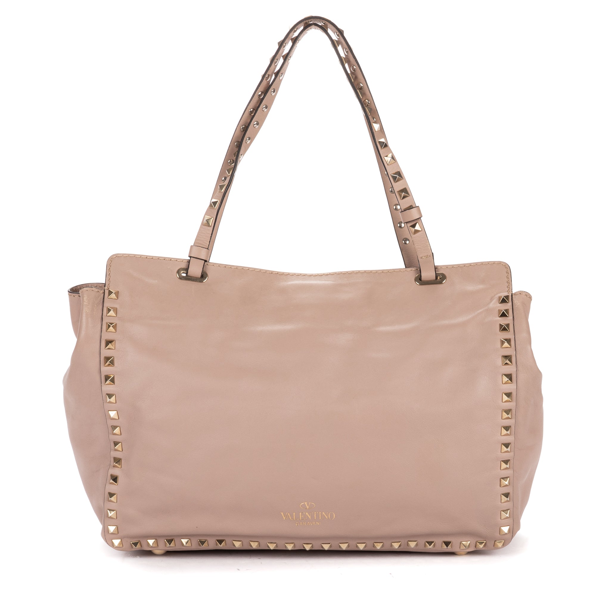Handbag Rockstud Tote Light Pink Studded Calfskin Leather