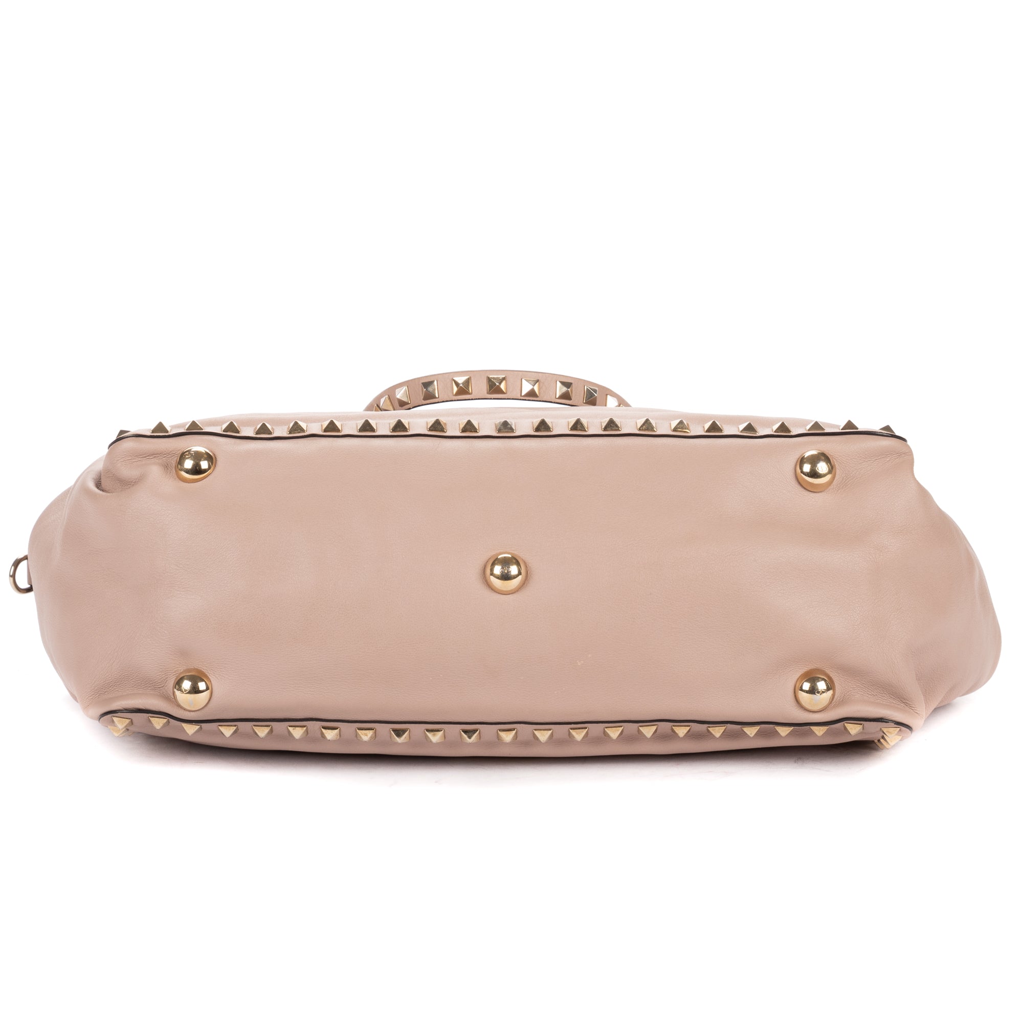 Bolso de mano Rockstud Tote Cuero de becerro tachonado rosa claro