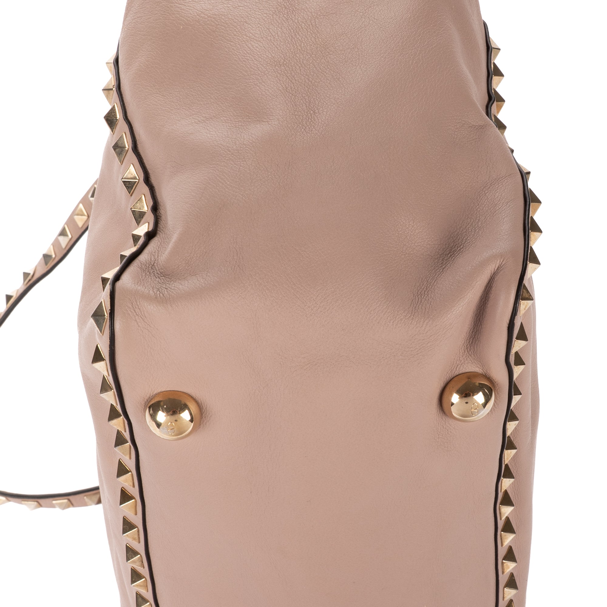 Bolso de mano Rockstud Tote Cuero de becerro tachonado rosa claro
