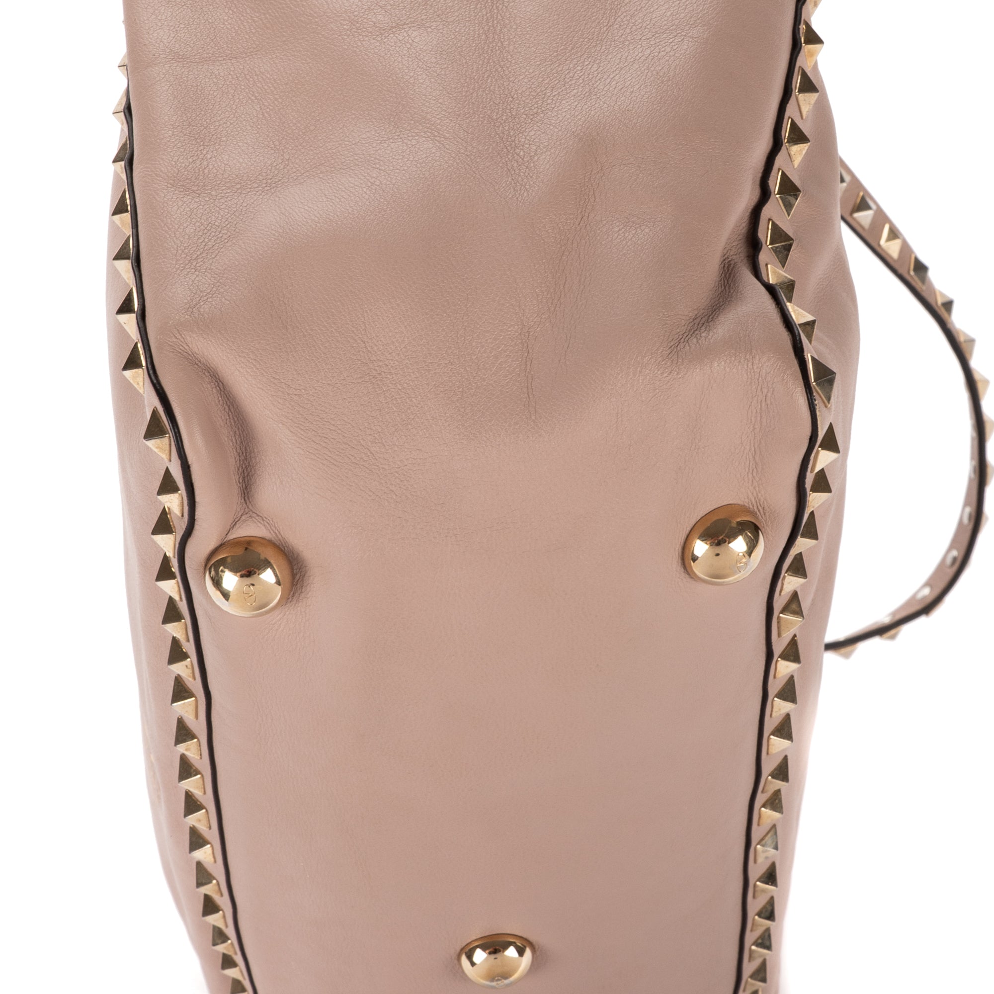 Bolso de mano Rockstud Tote Cuero de becerro tachonado rosa claro