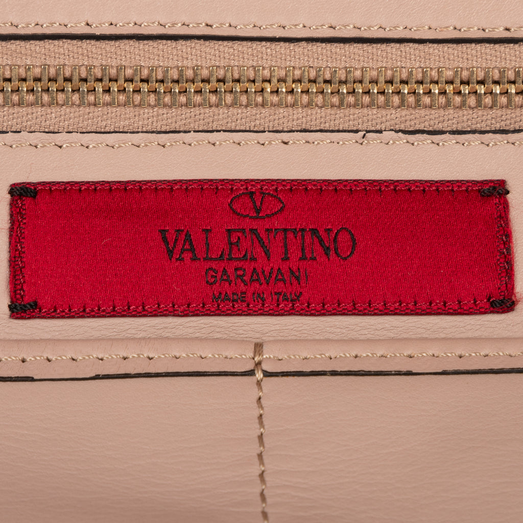 Bolso de mano Rockstud Tote Cuero de becerro tachonado rosa claro