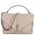 Shoulder Bag Large College Bag Grey Chevron Calfskin Leather