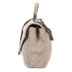 Shoulder Bag Large College Bag Grey Chevron Calfskin Leather