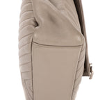 Shoulder Bag Large College Bag Grey Chevron Calfskin Leather