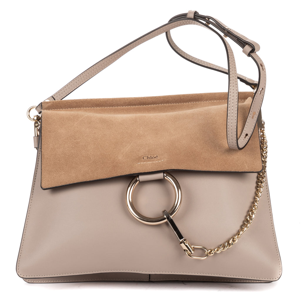 Shoulder Bag Medium Faye Bag Medium Grey Calfskin/Suede Leather