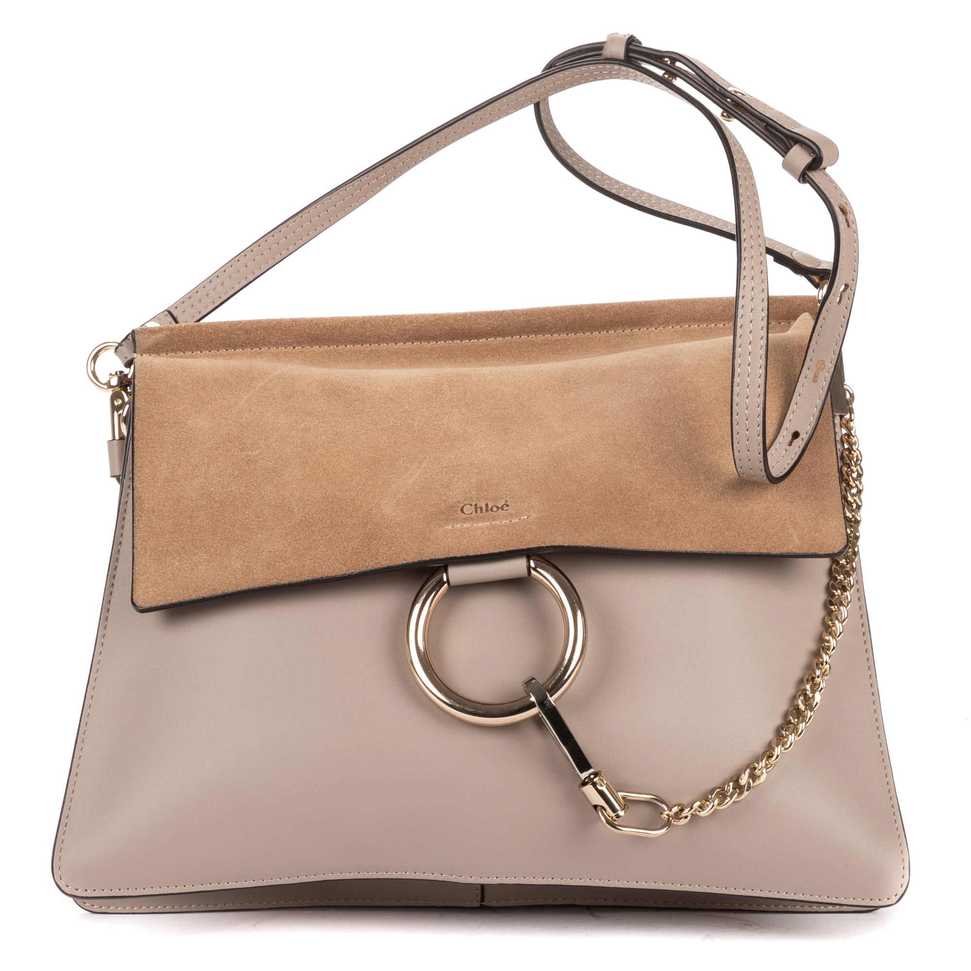 Shoulder Bag Medium Faye Bag Medium Grey Calfskin/Suede Leather