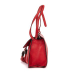 Shoulder Bag Bamboo Tassel Daily Flap Red Grained Calfskin Leather