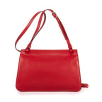 Shoulder Bag Bamboo Tassel Daily Flap Red Grained Calfskin Leather