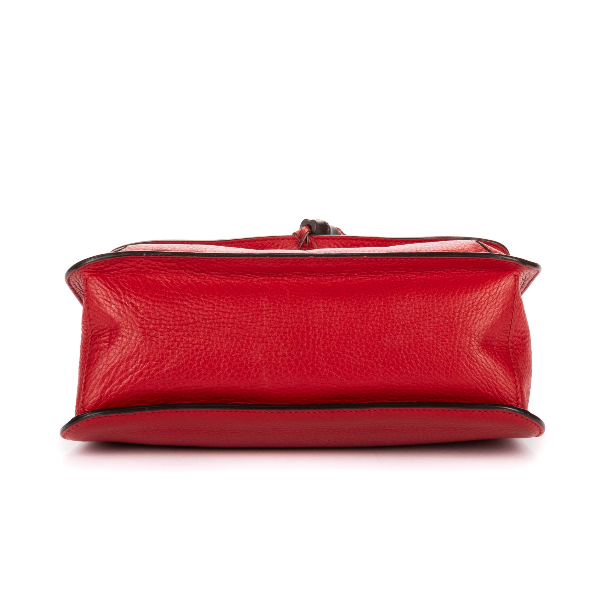 Shoulder Bag Bamboo Tassel Daily Flap Red Grained Calfskin Leather