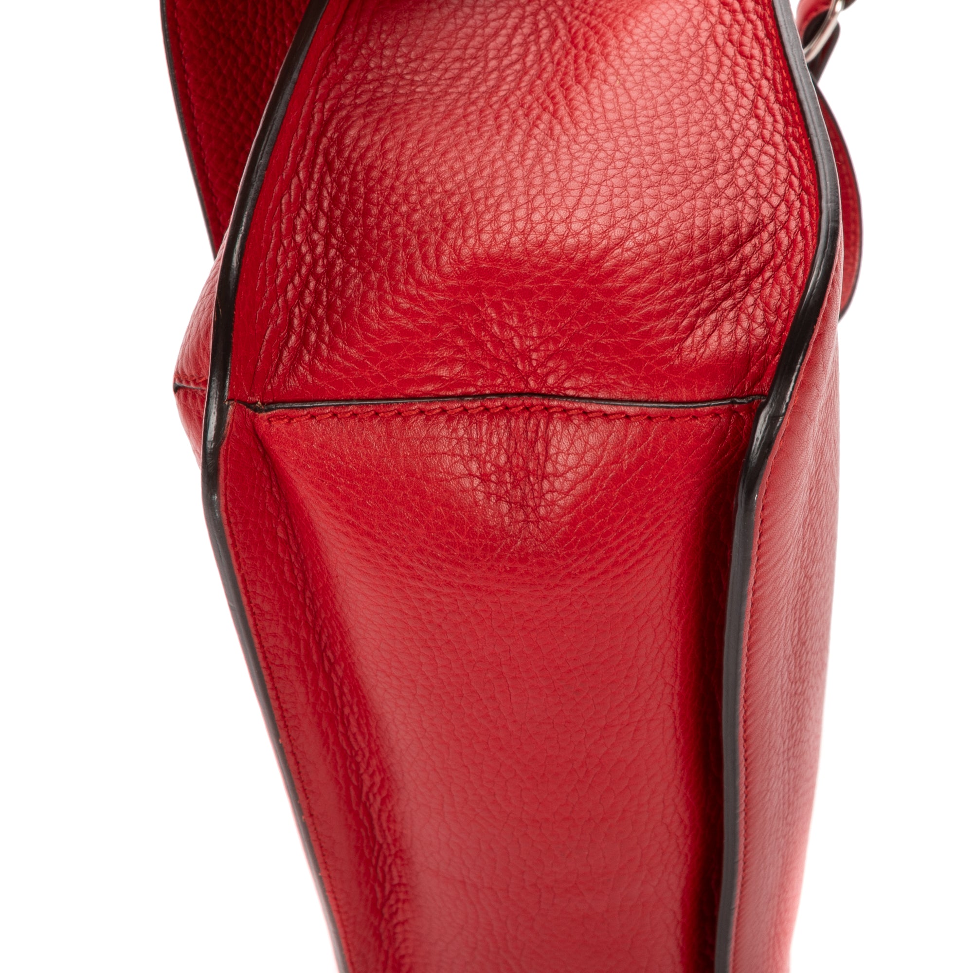 Shoulder Bag Bamboo Tassel Daily Flap Red Grained Calfskin Leather